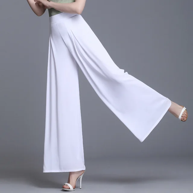 New Style Draped Pleated High Waisted Loose Casual Pants Fat Leg Pants White - Shop at LoveMi