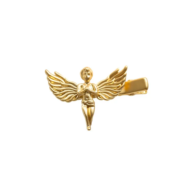 Temperament Metal Hairpin Female Gold And Silver Little Angel Side Clip With Bangs Hairpin Matte Gold - Shop at LoveMi