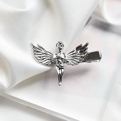 Temperament Metal Hairpin Female Gold And Silver Little Angel Side Clip With Bangs Hairpin Silver - Shop at LoveMi