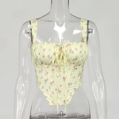 Summer New Ladies Suspenders One Word Neck Fashion Street Style Sexy Slim Printed Corset Summer New Ladies Suspenders O - Shop at LoveMi