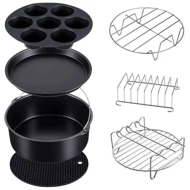 Air Fryer Accessories 7 piece Silicone Grill Black - Shop at LoveMi