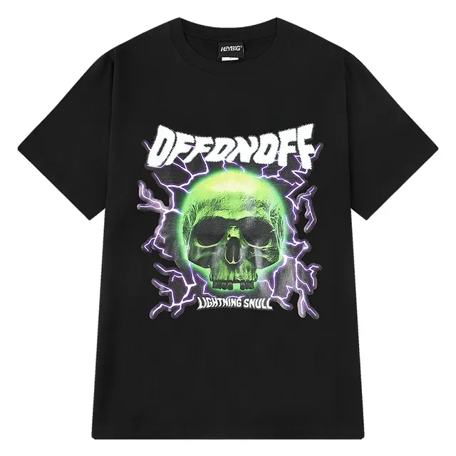 Creative Cotton Skull Print Round Neck Short Sleeves Black - Shop at LoveMi