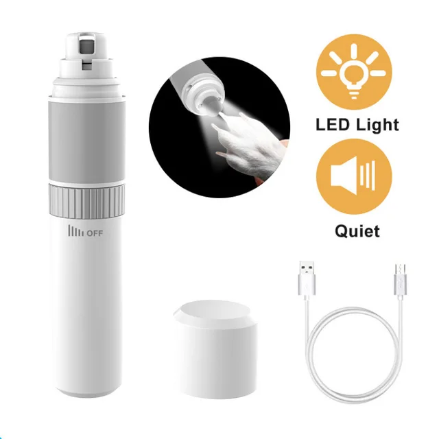 USB rechargeable pet nail clippers with LED light White - Shop at LoveMi