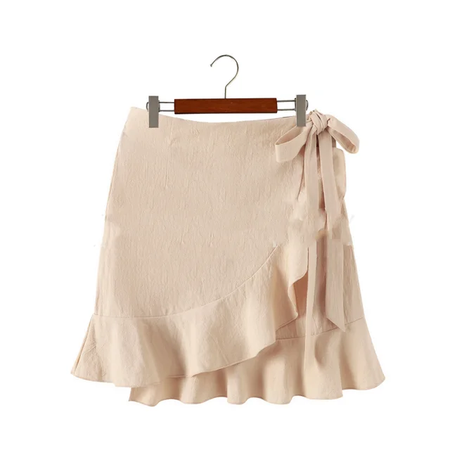 Leopard Print Irregular Ruffled Midi Skirt Apricot - Shop at LoveMi