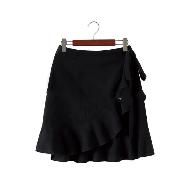 Leopard Print Irregular Ruffled Midi Skirt Black - Shop at LoveMi
