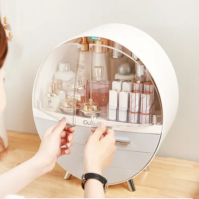 Net Celebrity Creative Cosmetics Drawer Type Desktop Dustproof Lipstick Mask Dressing Table Skin Care Product Rack Gray - Shop at LoveMi