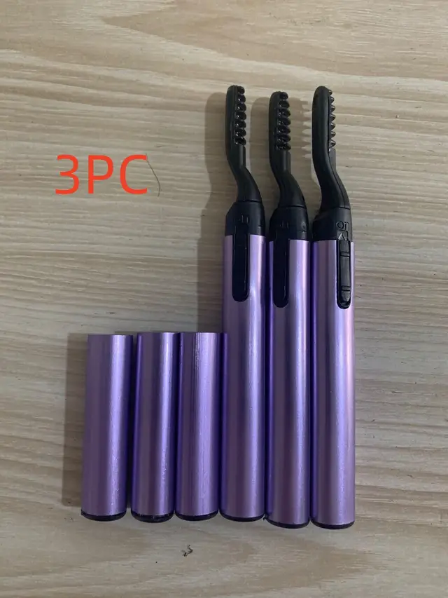 Electric Eyelash Curler Mini Portable Electric Heating Eyelash Curler Eyelash Curler Type Eyelashes Electric Eyelash Curler Purple 3Pcs - Shop at LoveMi