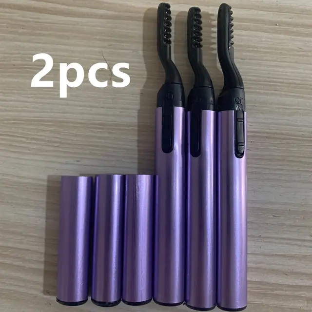 Electric Eyelash Curler Mini Portable Electric Heating Eyelash Curler Eyelash Curler Type Eyelashes Electric Eyelash Curler Purple2Pcs - Shop at LoveMi