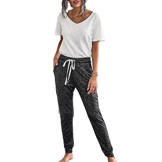 Autumn And Winter Elastic Waistband Ladies Casual Trousers Black - Shop at LoveMi