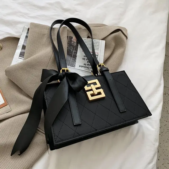 New Solid Color Rhombus Atmospheric Shoulder Bag Black - Shop at LoveMi