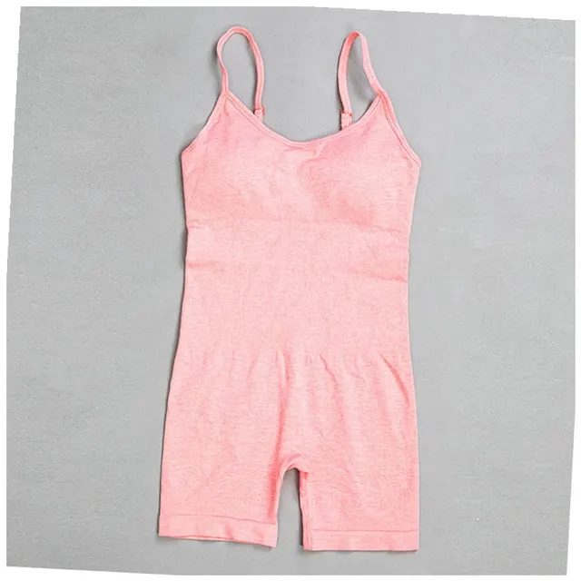 One piece Seamless Yoga wear Ladies Fitness Wear Sportswear Sports Bra Jumpsuit Sports Shorts Suit Hemp Pink - Shop at LoveMi