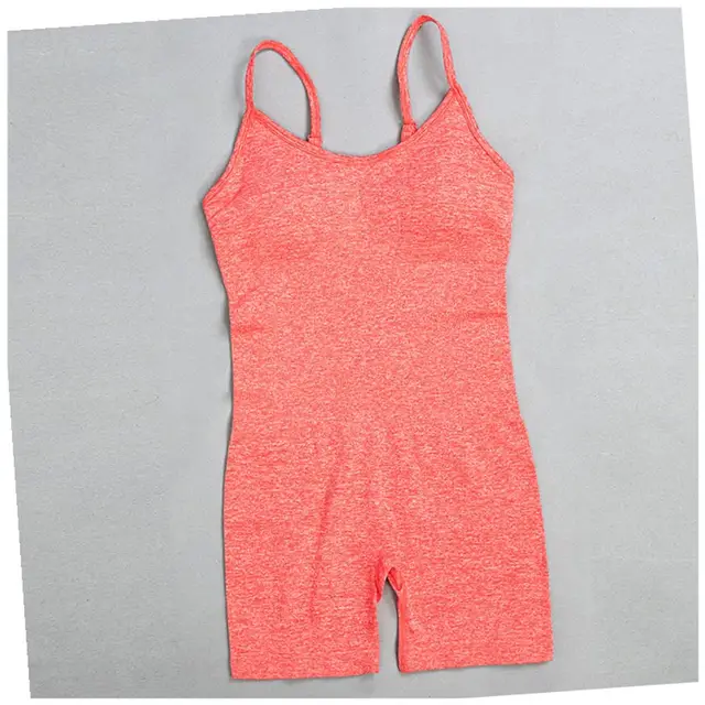 One piece Seamless Yoga wear Ladies Fitness Wear Sportswear Sports Bra Jumpsuit Sports Shorts Suit Hemp Red - Shop at LoveMi