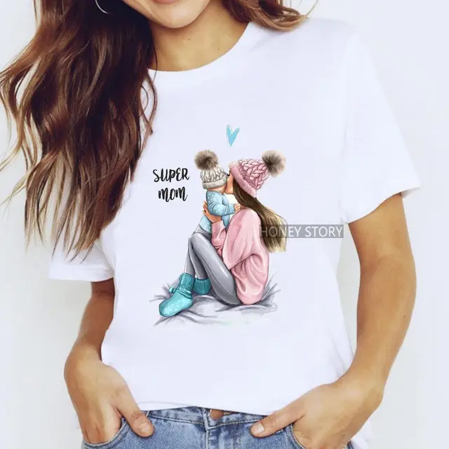 Cartoon Mom Harajuku Kawaii Clothes Print Ladies Graphic Female T shirt - Shop at LoveMi