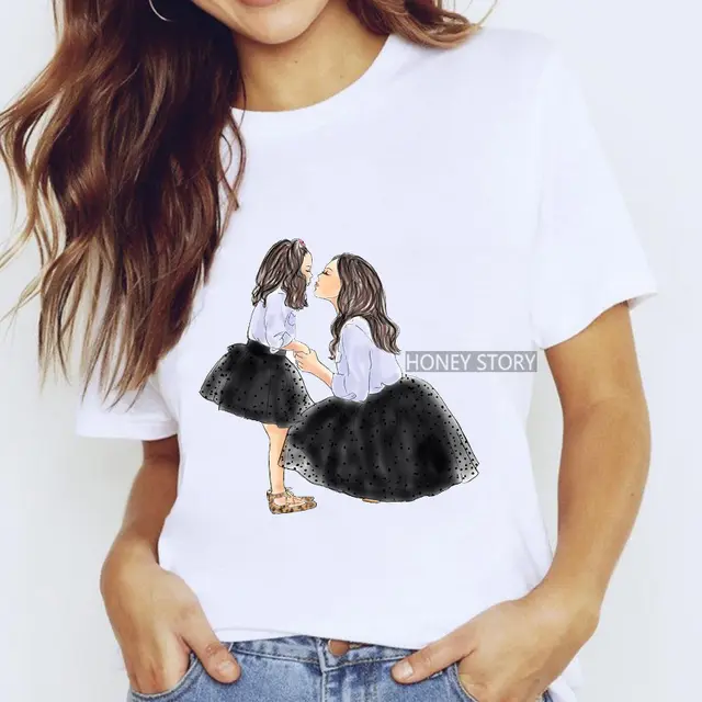 Cartoon Mom Harajuku Kawaii Clothes Print Ladies Graphic Female T shirt K - Shop at LoveMi