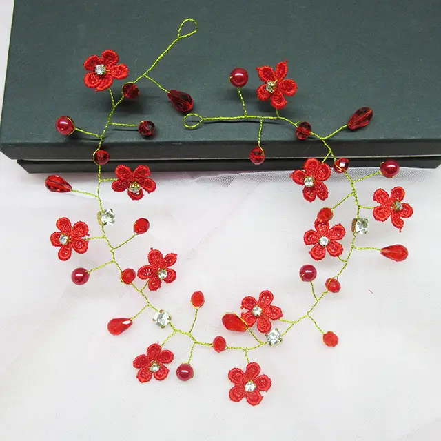Summer Lace Small Lace Handmade Bridal Hair Take The Lead In The Circle Jewelry Red - Shop at LoveMi