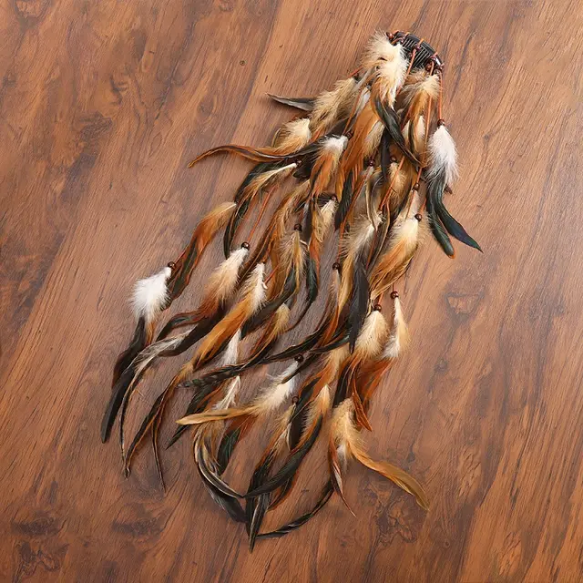 Bohemian Feather Headbands Hair Combs Girl Popular Festival Camel - Shop at LoveMi