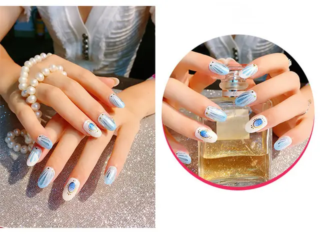 Shell Nail Sticker 3D Bronzing 20 Nail Stickers Double Row Nail Sticker - Shop at LoveMi
