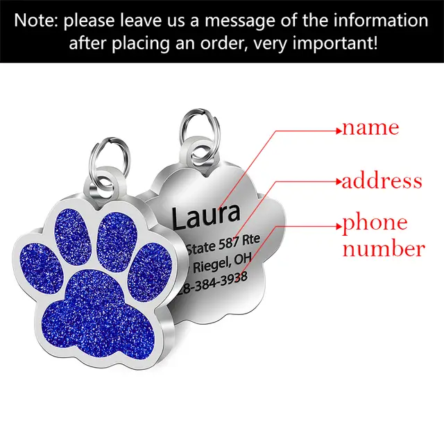 Customized Personality Stainless Steel Bone Dog Id Tag Blue - Shop at LoveMi