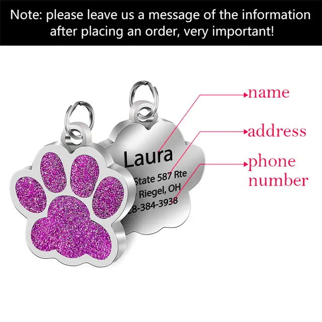 Customized Personality Stainless Steel Bone Dog Id Tag Purple - Shop at LoveMi