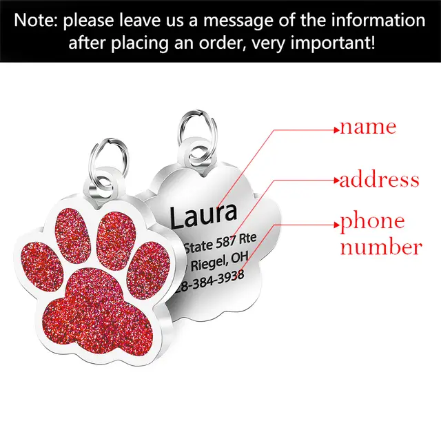 Customized Personality Stainless Steel Bone Dog Id Tag Red - Shop at LoveMi