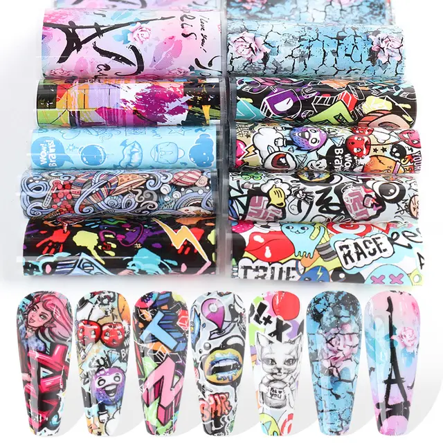 Funny Graffiti Young Trendy Cartoon Character Nail Transfer Stickers - Shop at LoveMi