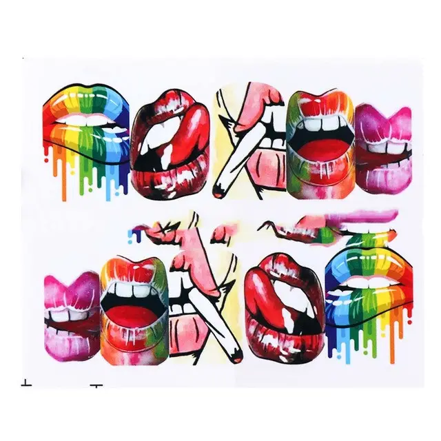 Cross Border Sources Of Nail Art Watermark Stickers European Style Sexy Red Lips And Tongue Beauty Pattern Nail Water Transfer Stickers Nail - Shop at LoveMi