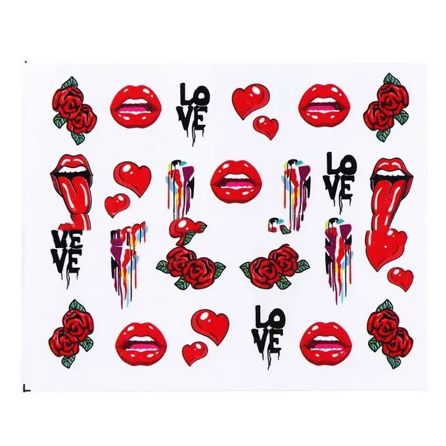 Cross Border Sources Of Nail Art Watermark Stickers European Style Sexy Red Lips And Tongue Beauty Pattern Nail Water Transfer Stickers Nail - Shop at LoveMi