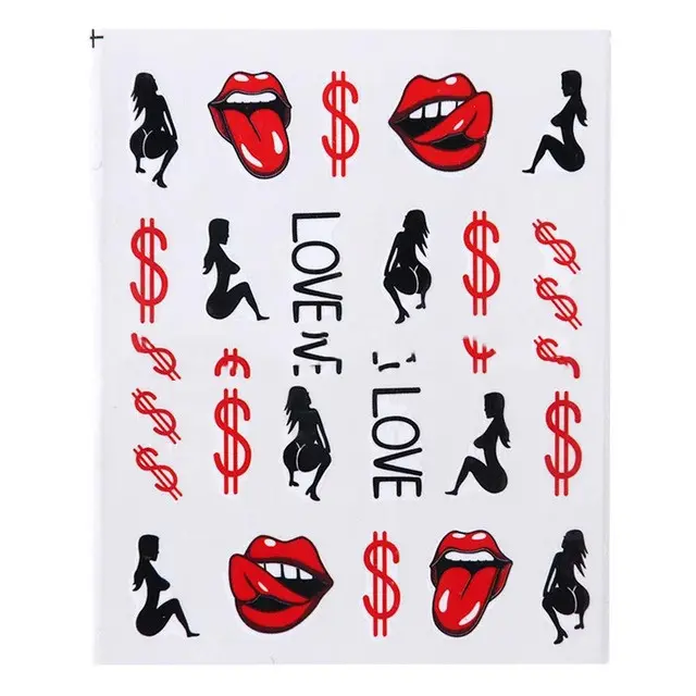 Cross Border Sources Of Nail Art Watermark Stickers European Style Sexy Red Lips And Tongue Beauty Pattern Nail Water Transfer Stickers Nail - Shop at LoveMi