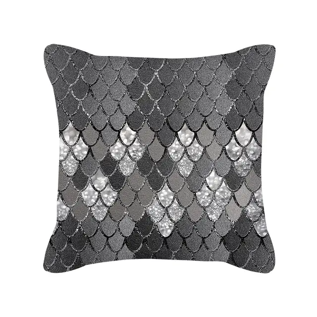 Silver Grey Geometric Print Square Peach Skin Throw Pillow D - Shop at LoveMi
