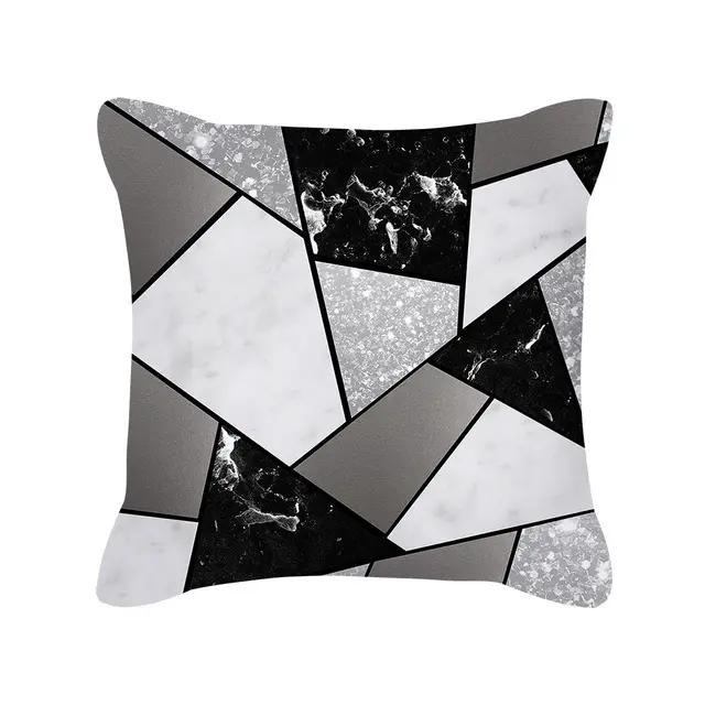 Silver Grey Geometric Print Square Peach Skin Throw Pillow - Shop at LoveMi