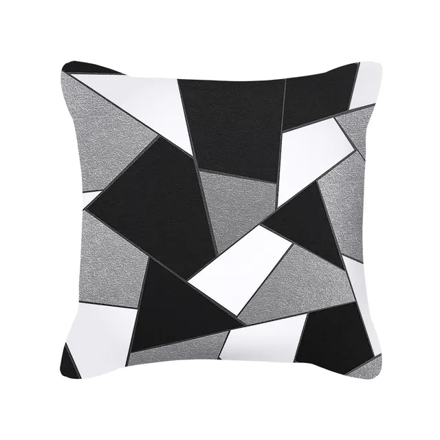 Silver Grey Geometric Print Square Peach Skin Throw Pillow H - Shop at LoveMi
