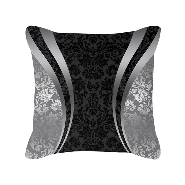 Silver Grey Geometric Print Square Peach Skin Throw Pillow I - Shop at LoveMi