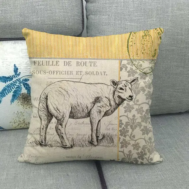 Retro Animal Painting Design Linen Pillowcase - Shop at LoveMi