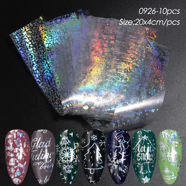 Cross Border Source Of Nail Art Starry Paper Ins Laser Silver Transparent Bottom Snowflake Christmas Nail Transfer Sticker Nail As Shown - Shop at LoveMi