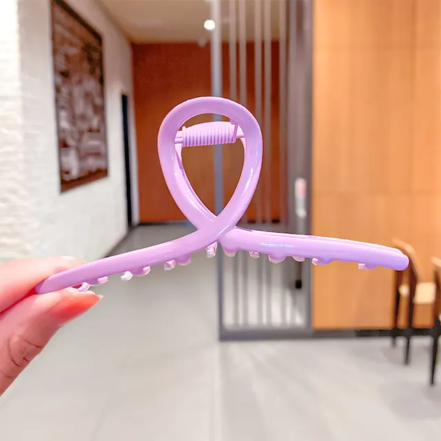 Fashion Alloy Metal Hair Claw Clip Grab Clip Hairpin All match Hair Accessories Purple - Shop at LoveMi