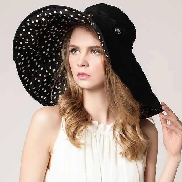 Korean Version Of The Big Edge Beach Hat Sun Hat Ladies Sun Hat Summer Sun Protection Hat Sun Protection Foldable Outdoor Black - Shop at LoveMi