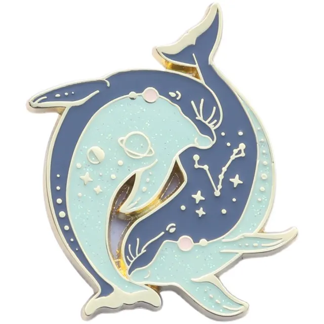 Cool Things Sneak Pisces Metal Badge Original Design Brooch Fashion Creative Personality Jewelry Dolphin Gift Pisces - Shop at LoveMi