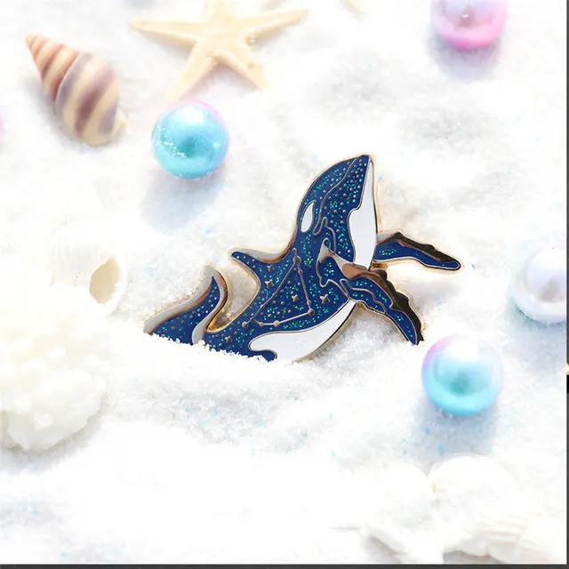 Orca Metal Badge Enamel Brooch Wenchuang Capricorn Constellation Gift Blue - Shop at LoveMi