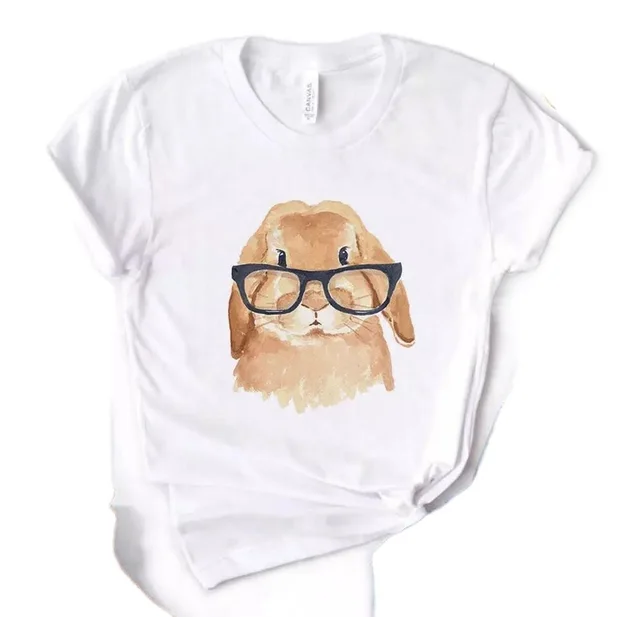 Women's Casual T Shirt Short Sleeve Cartoon Animal Print White - Shop at LoveMi