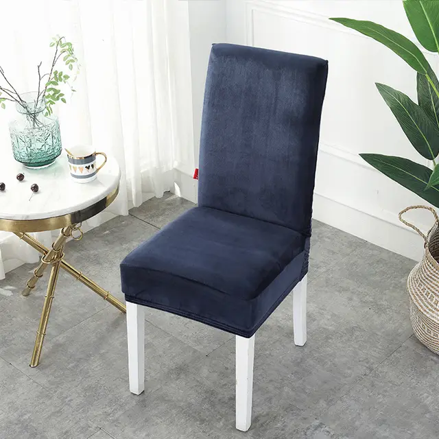 Thickened Silver Fox Velvet Stretch Home Chair Cover Dark Blue - Shop at LoveMi