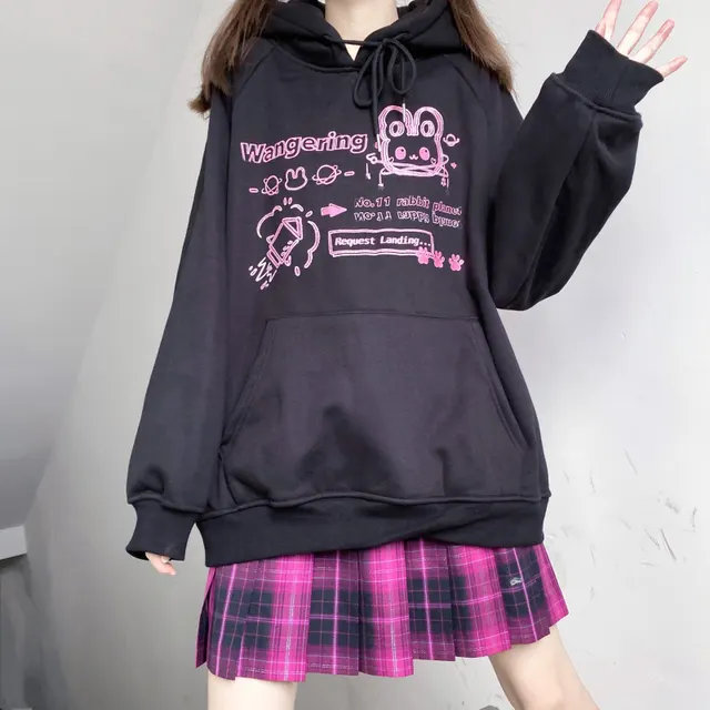 New Hooded Black Sweater Women Spring And Autumn Thin Loose Tide Ins Black Thickened - Shop at LoveMi