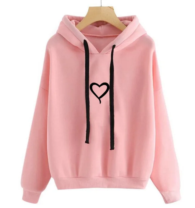 Fall New European And American Trend Cross Border New Love Printing Long Sleeved Casual Sweater Pink - Shop at LoveMi