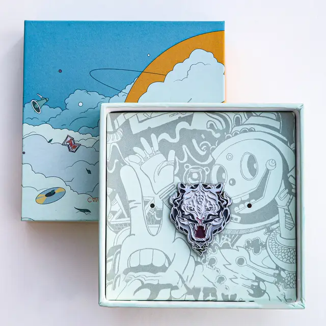 Original White Tiger Metal Design Brooch Silver - Shop at LoveMi