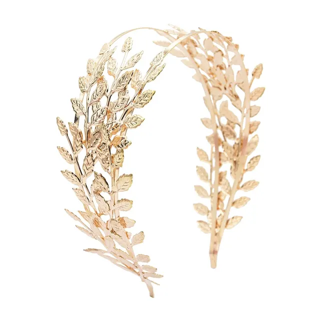 European And American New Product Fashion Leaf Headband Alloy Double Leaf Headdress Gold - Shop at LoveMi