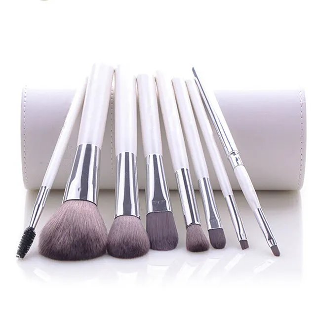 New 8 Makeup Brush Set, Eye Shadow, Blush, Foundation Brush, Makeup And Beauty Tools White - Shop at LoveMi