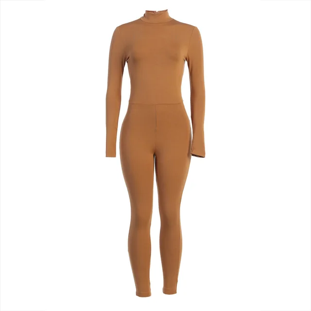 Solid Color Sexy Tights Jumpsuit Women's Jumpsuit Camel - Shop at LoveMi