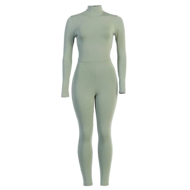Solid Color Sexy Tights Jumpsuit Women's Jumpsuit Green - Shop at LoveMi