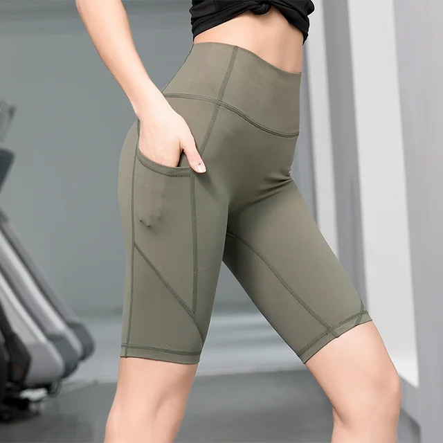 Pure Color High Elastic Sports Fitness Yoga Shorts Purple Pink - Shop at LoveMi