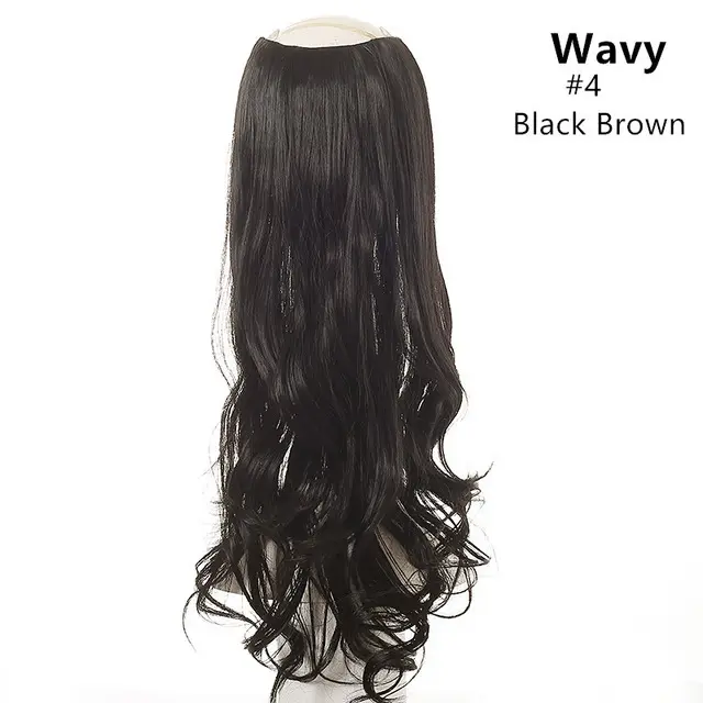 Wavy U Part Wigs for Women Clip in Hair Extension Invisible Half False Synthetic Wig Long Blonde Black Natural Hairpieces #4 - Shop at LoveMi