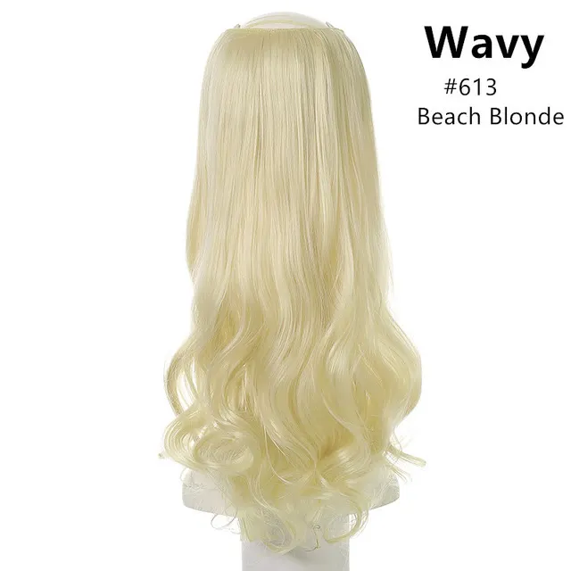 Wavy U Part Wigs for Women Clip in Hair Extension Invisible Half False Synthetic Wig Long Blonde Black Natural Hairpieces #613 - Shop at LoveMi